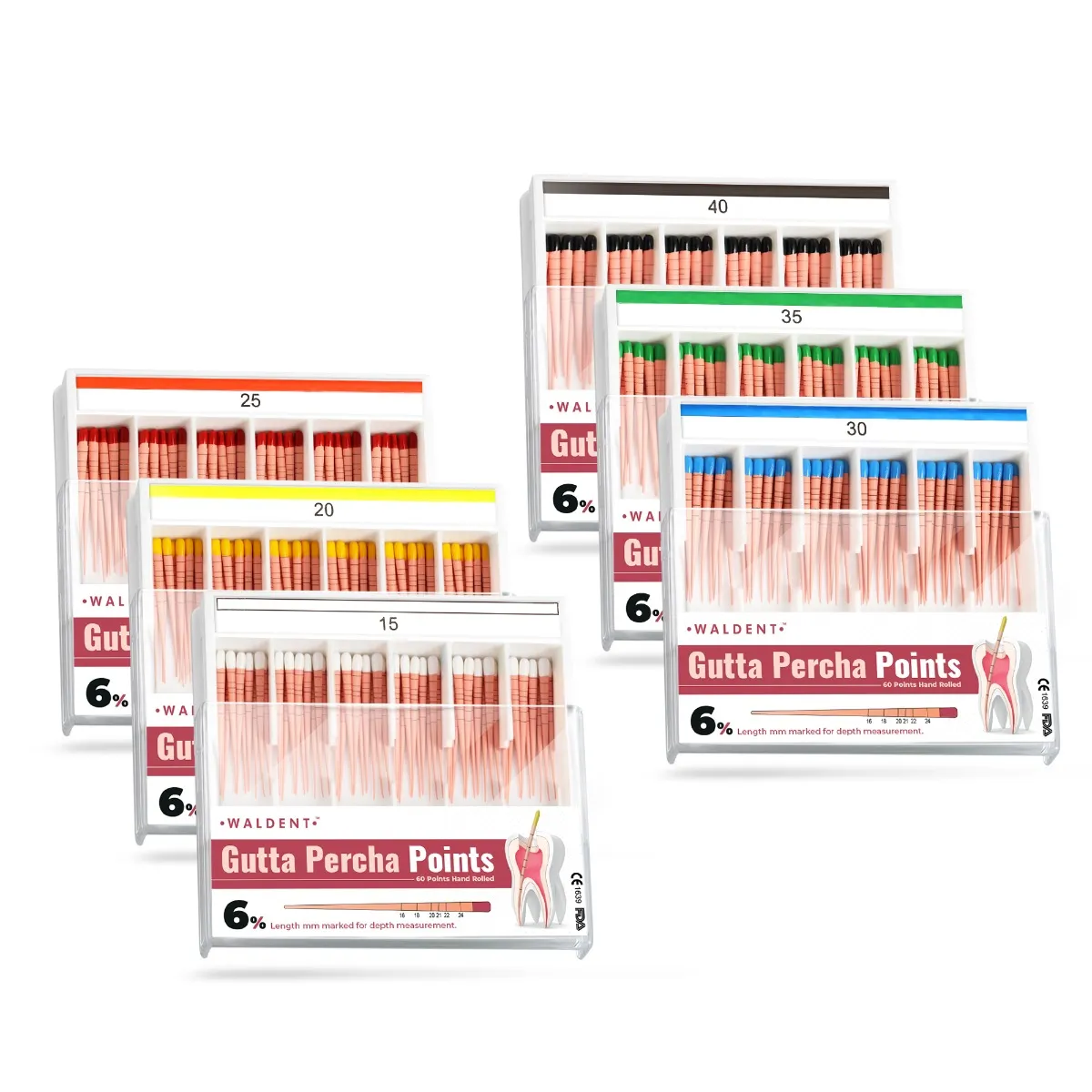 Buy Waldent Gutta Percha Points 6 (Length Marked) Accurate Dental