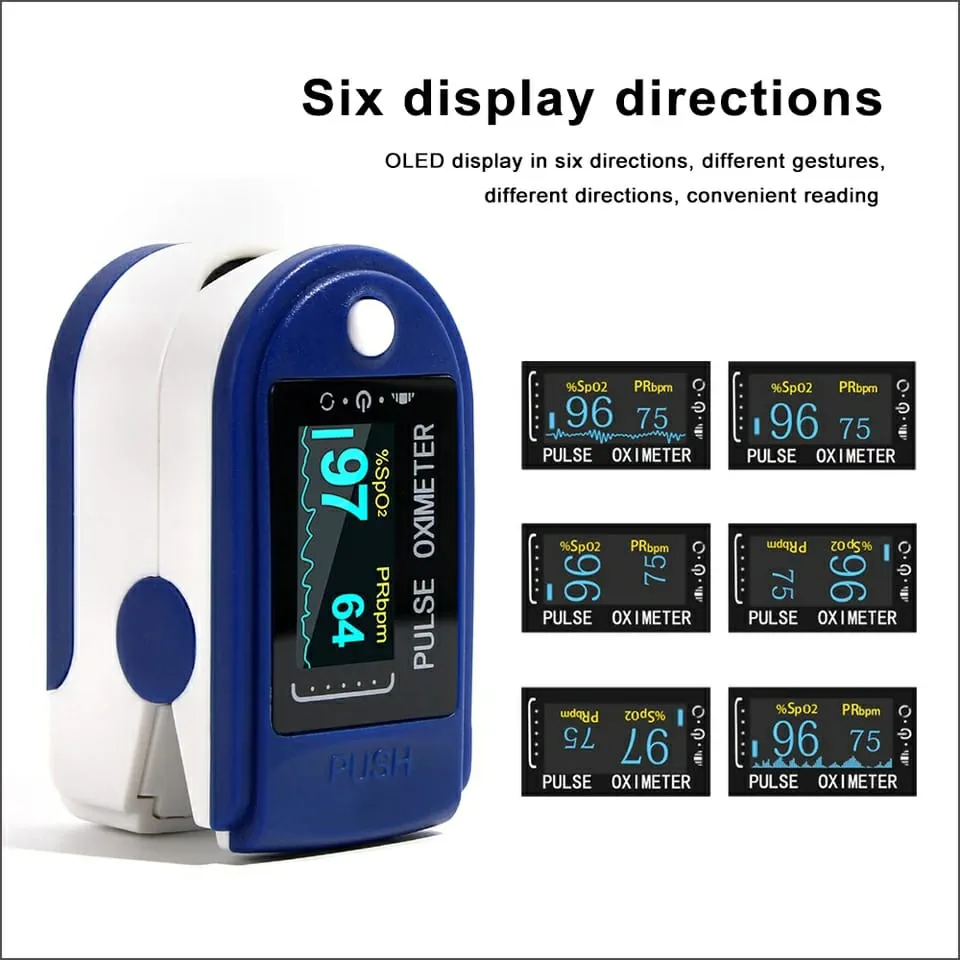 Digital OLED Display Fingertip Pulse Oximeter Blood Oxygen Sensor Saturation SpO2 Monitor Measurement Meter 1 Confezione Colore Casuale Blusea Pulsiossimetro da Dito 